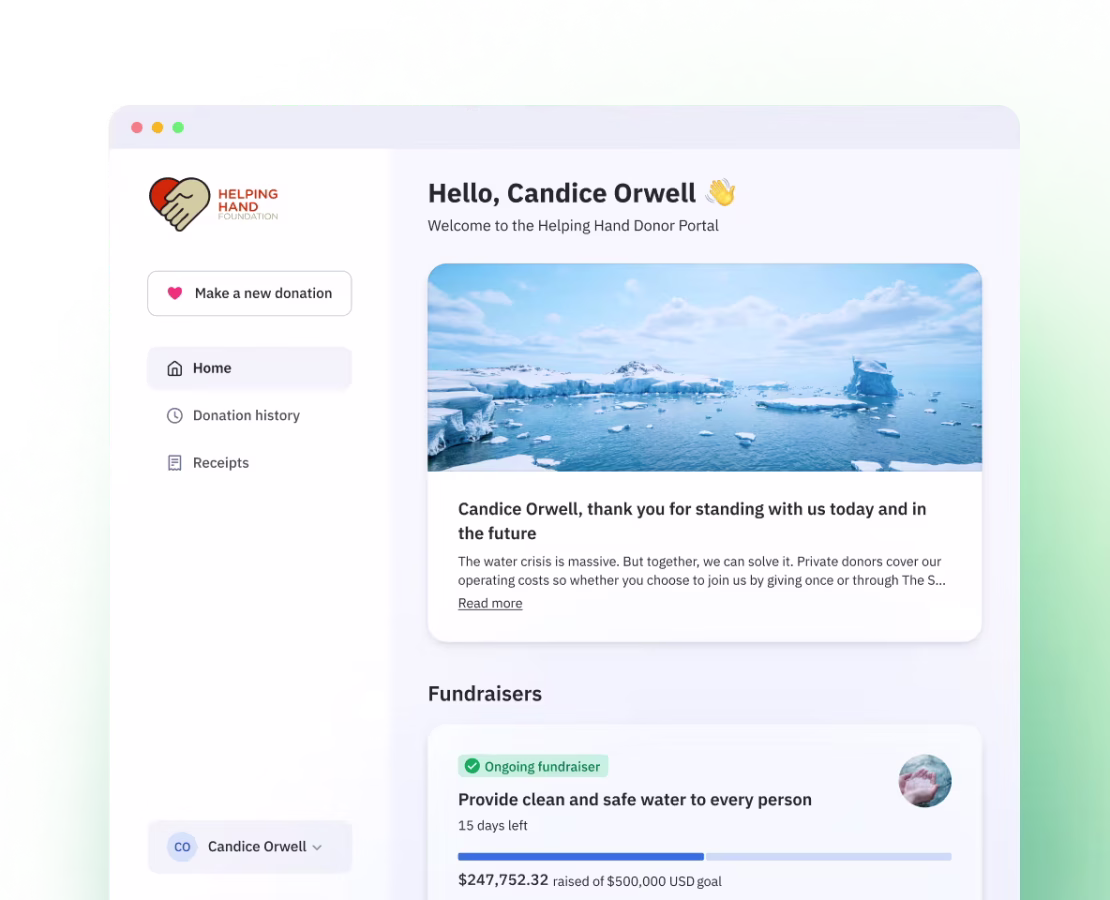 Fundraise up donor portal